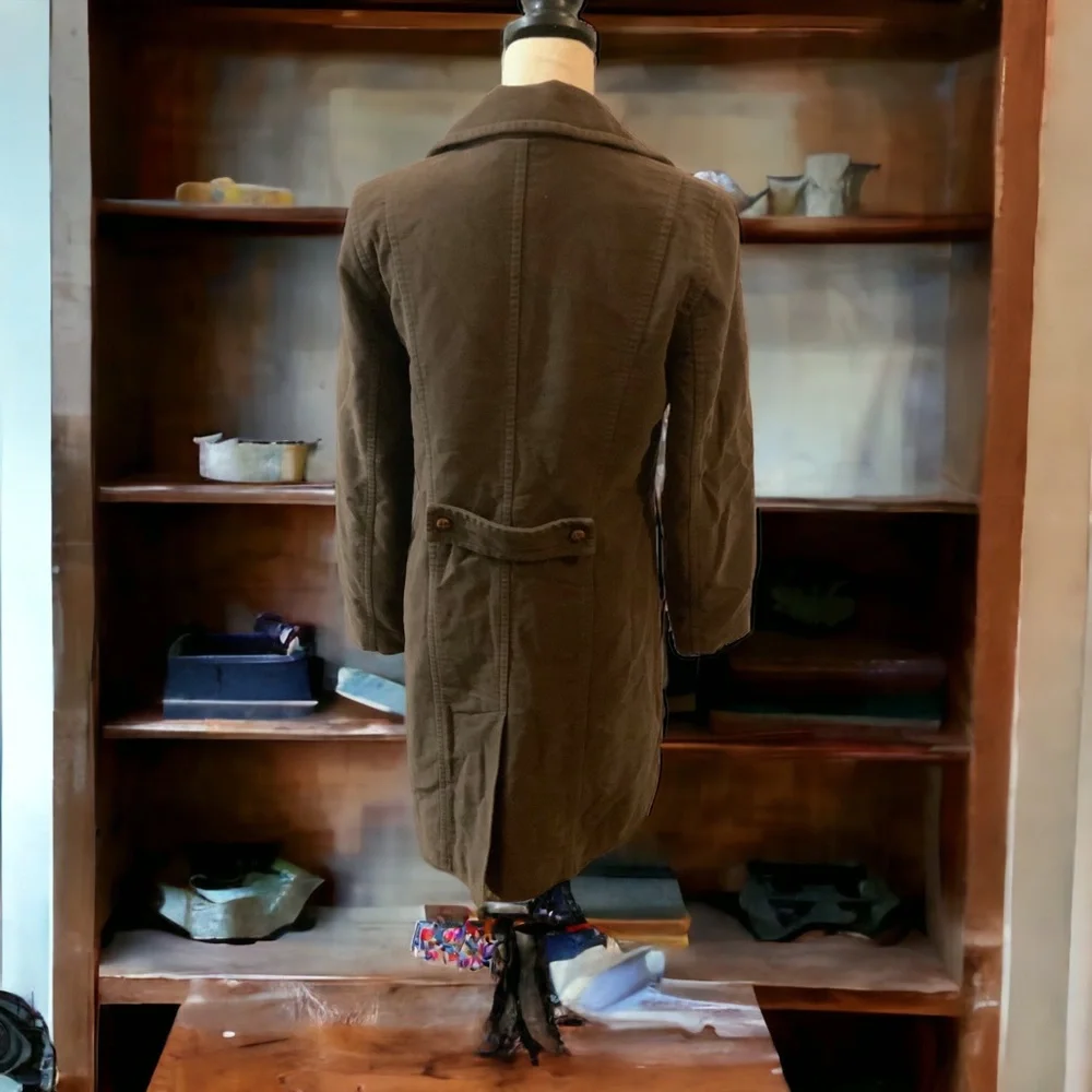 GAP Brown Brushed Poly Lined Coat M Knee Length Classic Fall Winter Jacket